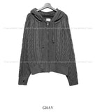 Cent cable knit hooded zip-up