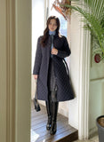 Suede Quilted Lightweight Long Padding Coat (Belt Set)