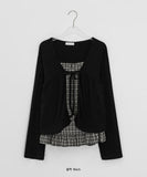 Meganne Check Frill Layered Long Sleeve Tee
