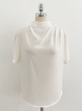 Azrin Half-Neck Drape Short Sleeve T-blouse