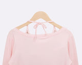 Matan Stripe Halter V-neck Long Sleeve T-shirt Set