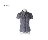 Chori Small Check Shirring Pintuck Puff Short Sleeve Shirt