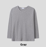 Pins Waffle Loose Fit U-neck Long Sleeve