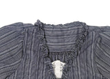 Anna Stripe Lace Frill Layered Blouse