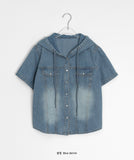 Suble Hood Denim Short Sleeve Shirt