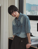 Frue Vintage Washing Denim Half Shirt