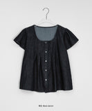 Gelter Summer Raw Denim Short Sleeve Blouse