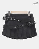 Elle Double Belt Pleated Mini Skirt