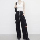 Pidyu Color Matching Side Slit Pants