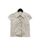 Trench Button Crop Short Sleeve Shirt Jacket
