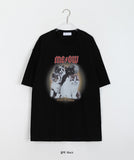 [unisex] Dyuta Rock Cat Printing Over Short Sleeve Tee