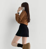 Suede Collar Crop Jacket