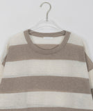 Monomo Linen Stripe Color Short Sleeve Knit