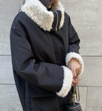 Meto High Neck Reversible Shearing Fur Bomber Jacket
