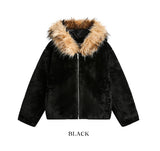 Days Overfit Crop Fur Hood Zip-Up