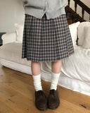 Lahae Pleated Check Midi Skirt