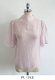 Elvi See-through Layered Half-Neck Blouse