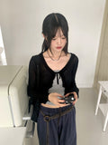 Litu Change of Season Frill Strap See-Through Long Sleeve Cardigan