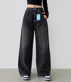 Hem Snap Four-Season Banding Long Wide Denim Pants