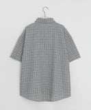 [Unisex] Kecho Seersucker Check Over Short Sleeve Shirt