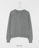 Kyudijeu Color Round Plain Knit Cardigan