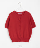 Latma Color Round Short Sleeve Crop Knit Cardigan