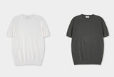 Muscle fit linen short sleeve knitwear