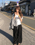 Se-eun Color Matching Nylon Wide Pants