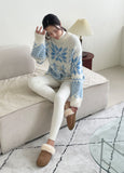 [Wool 10%] Special Round Snowflake Knit