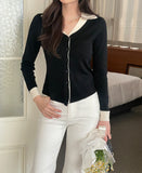 Wonsyunut Layered Collar Knit Cardigan