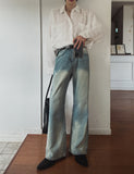 Marl flare denim pants