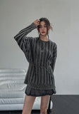 Trip Big Ribbed Damage Dyeing Washing Knit
