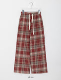 Benhi Hairy Wool Banding Check Wide Pants