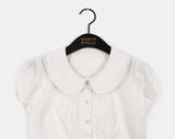 Coru lace round collar short sleeve blouse