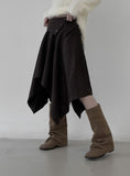 Leton Unbalanced Suede Skirt