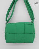 [With Pouch] Pulson Square Grid Padding Nylon Square Shoulder Cross Bag