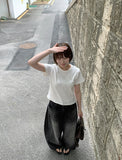 [unisex] Balon Lettering Washing Denim Black Blue Balloon Wide Pants