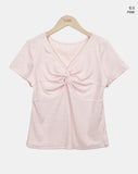 Anise Twist Shirred Short Sleeve T-shirt