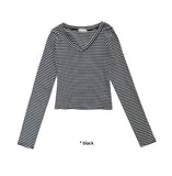 STRIPE V-NECK SLEEVE T