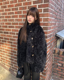 Lour High Neck Vintage Fur Jacket
