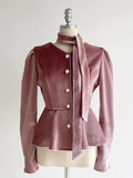 Roselle Peplum Tie Velvet Jacket Blouse