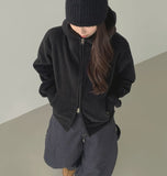 Two-Way Fleece High Neck Thick Hood Zip-Up
