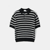 Bern Striped Collared Short Sleeve Knit