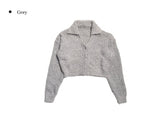 Ponds Boucle Collar Knit Crop Cardigan