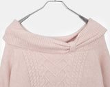 Yubin ribbon twist off-shoulder cable knit
