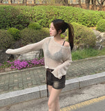 Suede Belt Set Span Denim Shorts