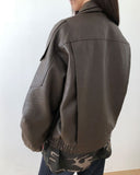 Noem Collar Overfit Leather Jacket