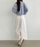 Seersucker Loose-fit Pendant Point Stripe Long Sleeve Shirt