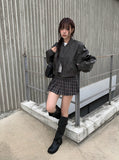 I'm Button Check Mini Skirt