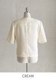 Leju No Collar Tweed Short Sleeve Short Jacket